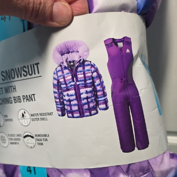NWT 2pc Snozu Kids Purple and White Snowsuit Set